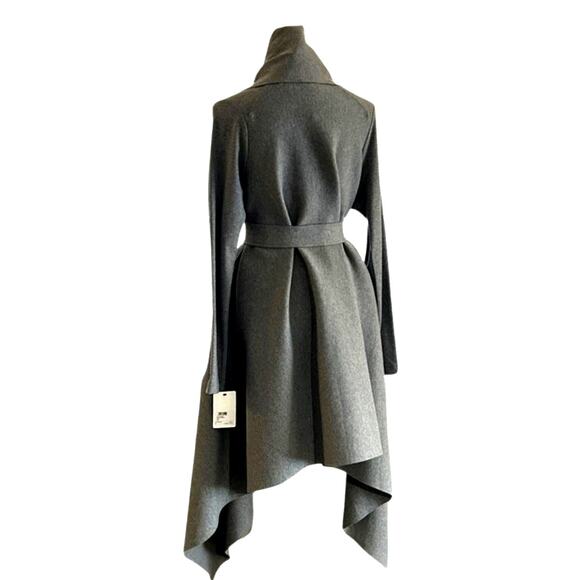 Norma Kamali Uneven Blanket Coat – Medium Heather Grey, S/36, Heavyweight - Picture 3 of 7